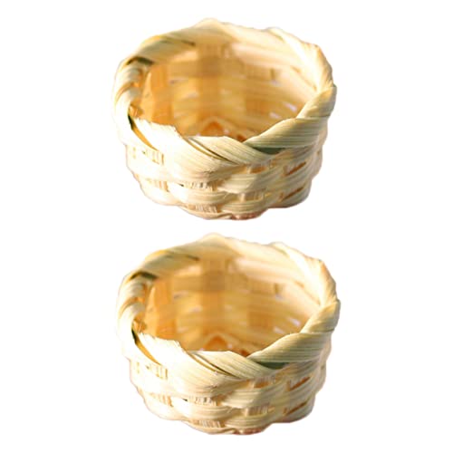 DECHOUS 2 Stück Miniaturisierte Bambuskörbe Handgefertigte Dekorationskörbe für Puppenhäuser für Mini Pflanzen und Mini Essen und Praktisch zur Verschönerung von Miniaturlandschaften von DECHOUS
