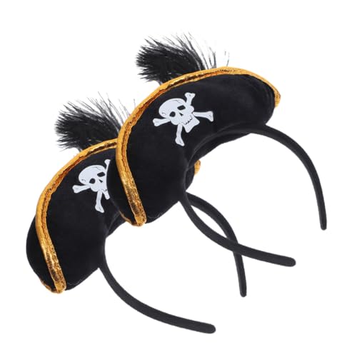 DECHOUS 2 Stück Piratenhut Haarreif Halloween Kopfschmuck Piratenkostüm Zubehör Leicht und Stabil für Karneval Mottoparty Fasching und Cosplay Unisex Einheitsgröße von DECHOUS