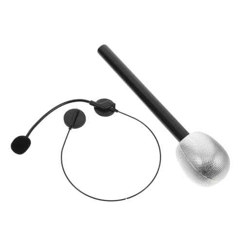 DECHOUS 2 Stück Promi-Kleid Sternenkostüm Sänger-Headset Falsches Kopfmikrofon Fake-Mikrofon-Set Mikrofon Kopfhörer gefälschtes Headset Mikrofon-Requisiten im Retro-Stil Plastik Silver DECHOUS 2 Stück Promi-Kleid Sternenkostüm Sänger-Headset Falsches Kopfmikrofon Fake-Mikrofon-Set Mikrofon Kopfhörer gefälschtes Headset Mikrofon-Requisiten im Retro-Stil Plastik Silver von DECHOUS