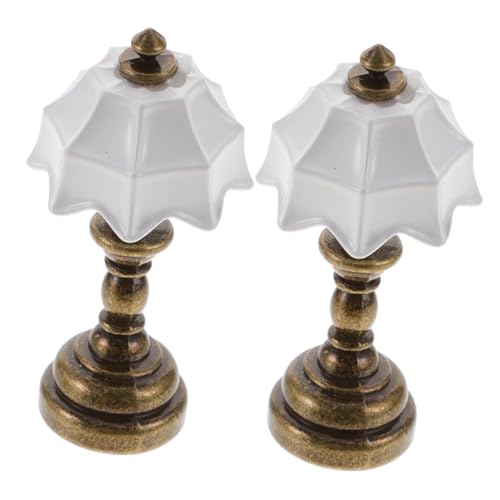 DECHOUS 2 Stück Puppenhaus Nachttischlampe Puppenhäuser Für Mädchen Spielzeughaus Mini Lampe Szene Miniatur Puppenhäuser Puppenhaus Zubehör Puppen Schreibtischlampen Mini von DECHOUS