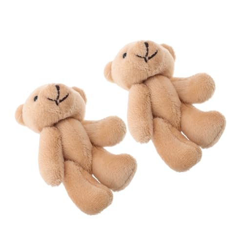 DECHOUS 2 Stück Puppenhauspuppe Geburtstags Puppenhaus Tiere mini Kuscheltiere Bärenverzierung ausgestopfte Bärenpuppe Minibären kurzer Plüsch Beige von DECHOUS