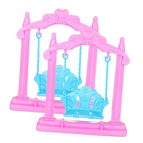 DECHOUS 2 Stück Puppenhausschaukel Puppenhausdekor Mini-hausschaukel-Requisite Zubehör Für Puppenhäuser Mini-hausschmuck DIY Mini Werkzeuge Heimdekorationen Rosa Plastik von DECHOUS