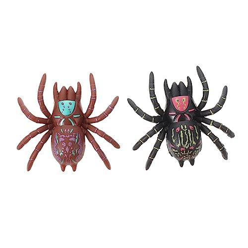DECHOUS 2 Stück Spinnenspielzeug für kinderspielzeug Lustiges Unterhaltungsspielzeug funnytoys gefälschte Spinnen Halloween-Streich-Requisite weiches Gummi Black von DECHOUS