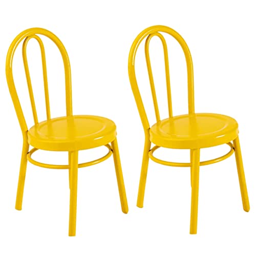 DECHOUS 2 Stück Stuhl Dekoration Schlafzimmer bastelzeug Modellbau ziernieten stylingbã¼rsten Toy Mini Wohnkultur Winzige Möbel Stühle Kleines Hausdekor kleines Hauszubehör Eisen Yellow von DECHOUS