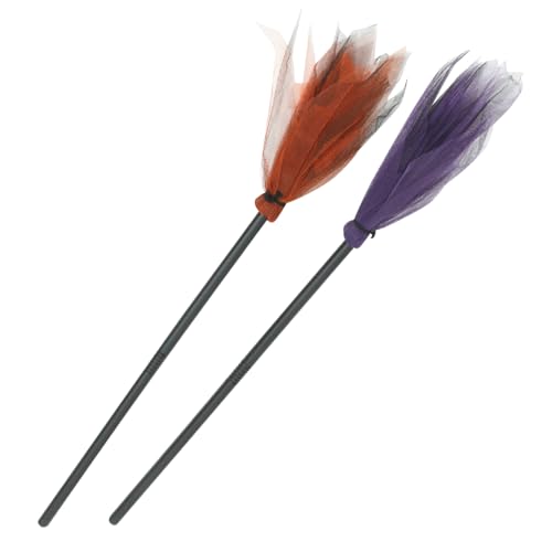 DECHOUS 2 Stück Teiliges Hexenbesen für Abnehmbar und Leicht Halloween Party Requisiten in und Orange Material für Kostüm und Dekoration von DECHOUS