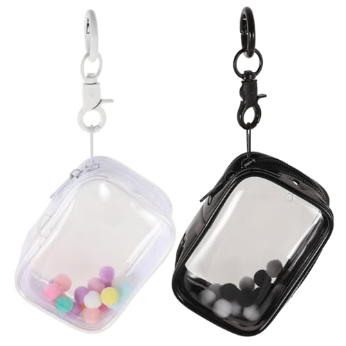 DECHOUS 2 Stück Teiliges Hochtransparentes PVC Figuren Display mit Schlüsselanhänger und Kompakte Mini Puppen Aufbewahrungstasche mit Reißverschluss Staubdicht Tragbar für Sammlerstücke von DECHOUS