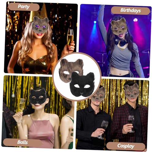 DECHOUS 2 Stück Teiliges Plüsch Fuchs Masken Realistische Halloween Cosplay Maske mit Elastischem Band Verstellbar und Leicht für Maskenbälle Karneval Partys und Kostümfeste von DECHOUS