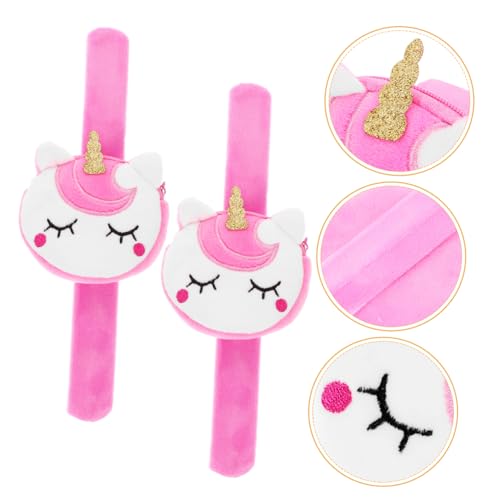 DECHOUS 2 Stück Unicorn Slap Armbänder Party Favors mit Praktischem Kleingeldfach Weiches Plüschmaterial Vielseitig als Armband und Geldbörse für Jungen und Mädchen Geeignet von DECHOUS