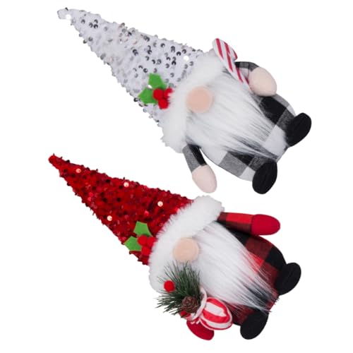 DECHOUS 2 Stück Weihnachtliche Gnom Dekoration aus Stoffmaterial Langlebige Weihnachtswichtel für Tisch Regal Sofa Festliche Deko und Geschenkidee von DECHOUS