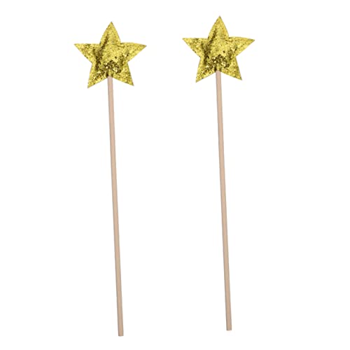 DECHOUS 2 Stück Zauberstab Fairy Wand partyzubehör kindergeburtstags Dekoration für Mädchen Goldener Sternenstab sternförmiger Feenstab Cosplay-Gefälligkeiten-Stick Stoff von DECHOUS