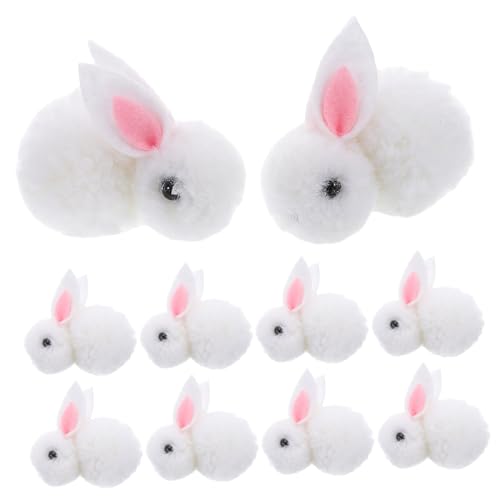 DECHOUS 20 Stück Hase Stoffhase kleine Hasen-Anhänger Mini-Filzhase Mini-Plüschhase Plüsch Kaninchen Bastel Zubehör Miniatur-Tierfiguren Simulations-Plüschspielzeug-Puppenornamente Weiß von DECHOUS
