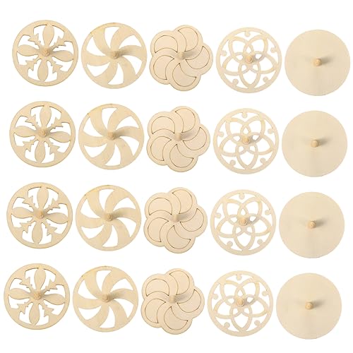 DECHOUS 20 Stück Kreiselspielzeug aus Holz unfertige Gyroskope lackierbar lehrreich selbst bastelset basteln für Holzplatten unvollendet für Kind hölzern Golden von DECHOUS