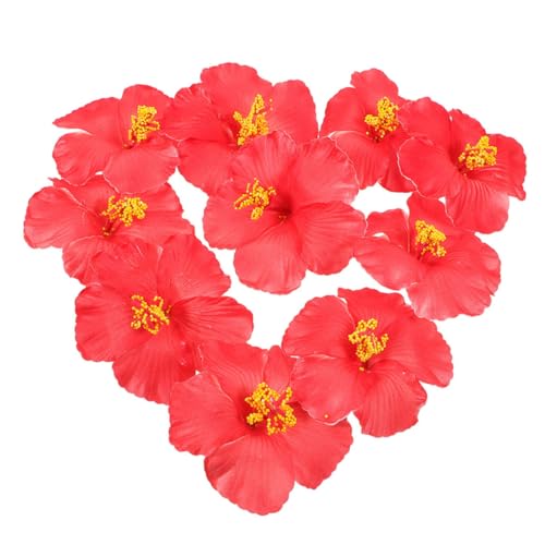 DECHOUS 20 Stück Künstliche Hibiskusblüte Kunstblumen Zum Basteln Hibiskusblüten Für Das Haar Künstliche Blumen Fürs Haar Hawaiianische Blume Hibiskusblütendekor Kunstblumen Hawaii Rot Eva von DECHOUS