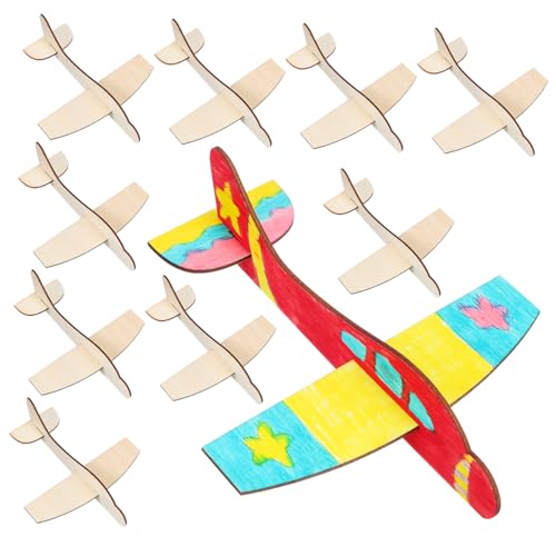 DECHOUS 20 Stück Leere Holzflugzeuge Flugzeugmodell Zusammenbauen Papierflugzeugbuch Flugzeug Unbemalte Flugzeuge Modell Segelflugzeug Kits Flugzeug Mini Rohlinge Ornamente Aus von DECHOUS