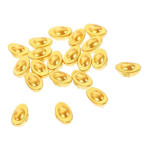 DECHOUS 20 Stück Mini-Barren Realistisch Puppenhaus Zubehör Für Puppenhäuser Miniatur Szene Dekoration Winzig Vermögen Barren-Desktop-Ornamente Schreibtischschmuck Golden Harz von DECHOUS