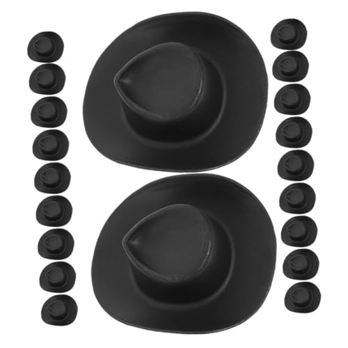 DECHOUS 20 Stück Mini-Cowboyhut winzig Puppe Erwachsene Party Western Haar deko plastiktisch Miniaturhüte Basteln Hut für zum Kleiner Hut dekorative Miniaturhüte Black von DECHOUS