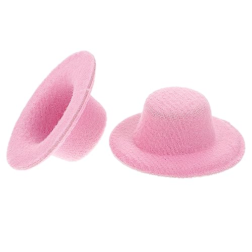 DECHOUS 20 Stück Mini-Hut Mini-puppenmütze Mini-Craft-Hut Miniatur-puppenhut Mini-haushut-Dekoration Puppenkleid Mütze Miniaturhüte Zum Basteln Puppe Winzige Hüte Puppenhüte Rosa Stoff von DECHOUS