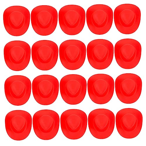DECHOUS 20 Stück Mini-Western-Cowboyhut Puppe klein Mini-Hut winzig Cowboy-Hut Miniaturhut Basteln Westernhut für Cosplay Mini-Cowgirl-Hüte für Getränke Mini-Hüte Mini-Miniatur-Hut Plastik von DECHOUS