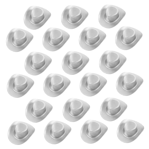 DECHOUS 20 Stück Mini-cowboyhut Mini-westernkappen Mini-Hut Cowboy-Cosplay-zubehör -Cowboy Minihüte Zum Basteln Cowgirl-Hut Klein Winzig Party Kuhmädchenhüte Silver Plastik von DECHOUS