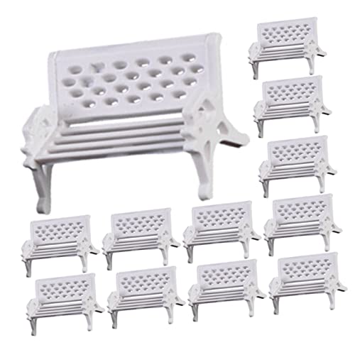 DECHOUS 20 Stück Parkstuhl Dekoration Mikrolandschaft Dekoration DIY Miniaturhaus Zubehör Miniatur-Hausparkbänke Miniaturen klein puppenhaus Miniaturornament Mini-Hausversorgung Abs Weiß von DECHOUS