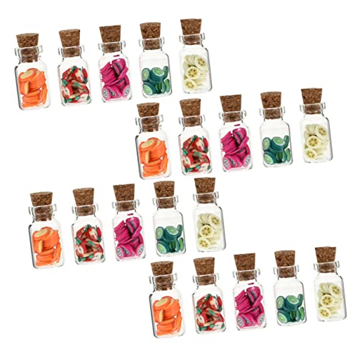 DECHOUS 20 Stück Simulierte Obstkonserven Mikro-Layout-Dekorationen Micro Landscape Prop Puppenhaus-Ornamente Miniatur-obstflasche Miniaturen Mini-küchenornamente Essensspielset Glas von DECHOUS
