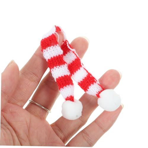DECHOUS 20 Stück Teiliges Mini Weihnachtsmützen und Schal Handgestrickt Weihnachtsdeko für Puppen und Bastelbedarf Rote und Weiße Xmas Ornamente für Festliche Familienfeiern und Foto von DECHOUS