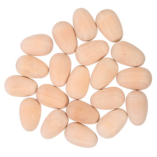 DECHOUS 20 Stück eierimitationen aus Holz unbemalte Eier Nest Fälschung holzdeko Ostern Holzimitation von Eiern gefälschte Ei-Requisiten Party-Ei-Dekorationen hölzern Light Brown von DECHOUS