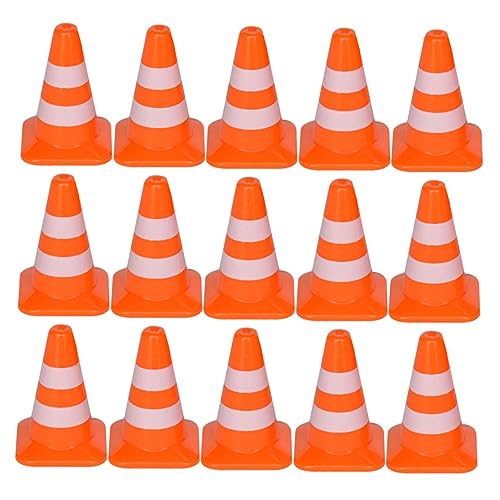 DECHOUS 21 Stück Roadblock Sandtischmodell Miniatur Straßenkegel Größe verkehrszeichen verkehrszeichen Verkehrsschild selber Machen Straßensperre Zeichen Abs Orange von DECHOUS