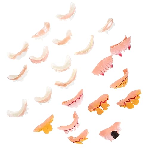 DECHOUS 22 Stück für Zahnprothesen falsche zähne Halloween schminke Halloween-Dekoration Halloween+schminke aprilscherze krumm Akt Zähne für Halloween Party-Requisite Gummi von DECHOUS