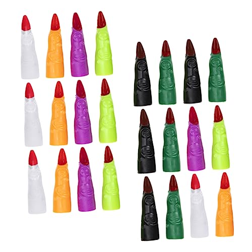 DECHOUS 24 Stück Hexennägel Hände Halloween Polieren Falsche Finger Streicheln Bunte Hexenfinger Gefälscht Nagel Schüttgut Beängstigend Hexenfinger Kostüm Fingernägel Partyzubehör Plastik von DECHOUS