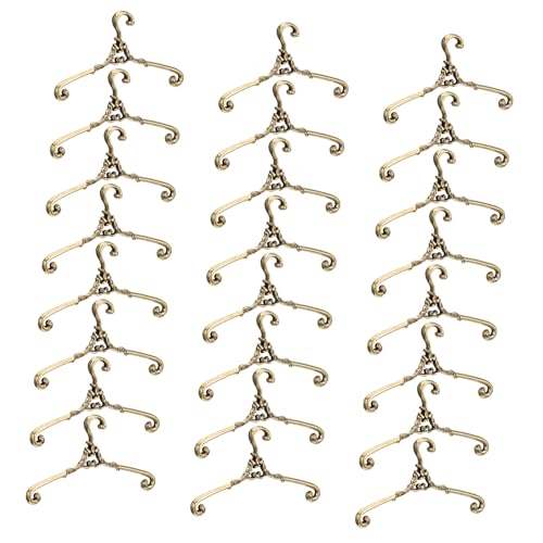 DECHOUS 24 Stück Teiliges Miniatur Puppenbügel aus Metall Antik Bronzefarben Stabile Mini Kleiderbügel für Puppenkleider Puppenhaus Zubehör für Ordentliche Aufbewahrung und Dekoratives von DECHOUS