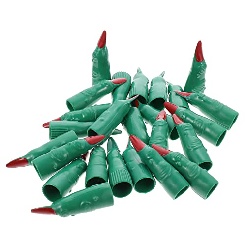 DECHOUS 24 Stück falscher Nagelsatz Halloween Scherzartikel Halloween Dekoration halloweendeko Halloween Decor gefälschte Finger grüne Hexenfinger Hexennägel falscher Finger Plastik von DECHOUS