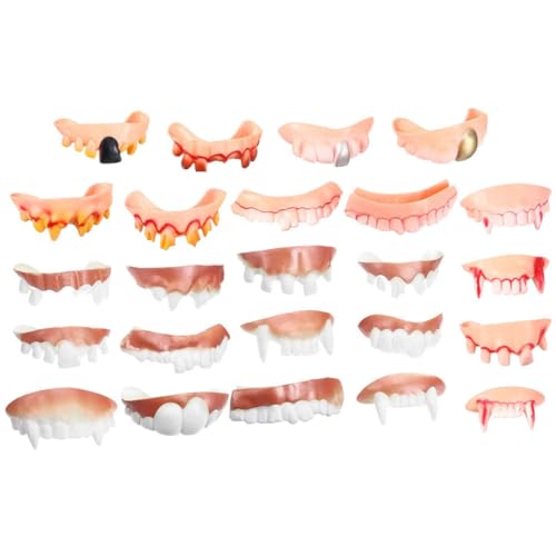 DECHOUS 24 Stück für Zahnprothesen Halloween Horror Halloween grusel Halloween zähne False Halloween-Reißzähne Halloween-Kostüm-Zahnersatz Cosplay -Zähne lustige Zähne PVC von DECHOUS