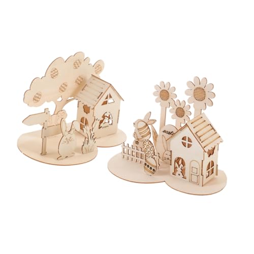 DECHOUS 2Sätze Holz Puzzle für Ostern Thema Pädagogisches Kreativität und Kommunikation Sicheres und Langlebiges Puzzle für Ganze Familie Teiliges von DECHOUS
