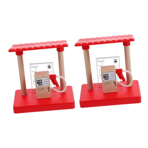 DECHOUS 2pcs Imitierten Tankstellenspielzeug Für Kinder Holzzug Gebäudezubehör Spaß Und Tun Sie Das Spiel des Spiels Bahnhofsmodell Für Die Eisenbahnversorgung von DECHOUS