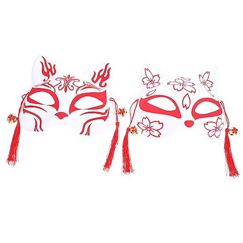 DECHOUS 2st Halloween-maske Halbgesichts-fuchsmasken Partyfüchse Handbemalte Masken Karneval-masken Japanische Masken Opern-maskerade-masken Anime-maske Abschlussball Kind Pvc Geschenk von DECHOUS