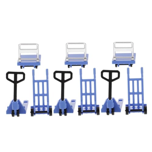 DECHOUS 3 Sätze Miniaturmodell Eines Spielzeugautos Hausminiaturwerkzeuge Mini-Gabelstapler- Miniatur-gabelstaplermodell Miniatur-bauwerkzeuge Miniatur-plattformwagen Blue Plastik von DECHOUS