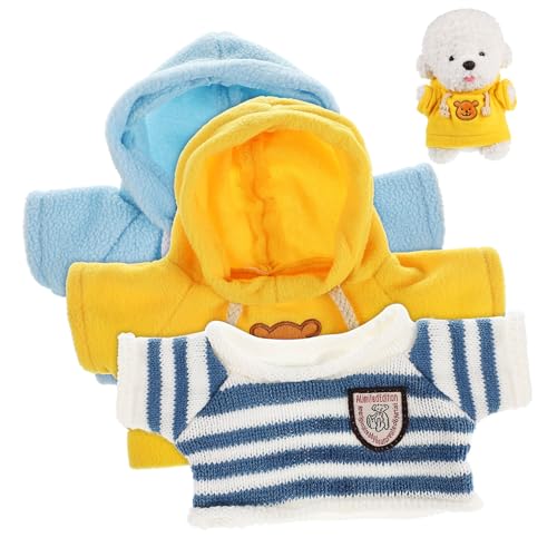 DECHOUS 3 Stück Bärenpullover Klein Kuscheltiere Kleidung Plüschtier-Outfits Karikatur Kleidung Für Stofftiere Tragen Puppen Kapuzenpullover Stofftierkleidung Mit Kapuze Unser Garn von DECHOUS