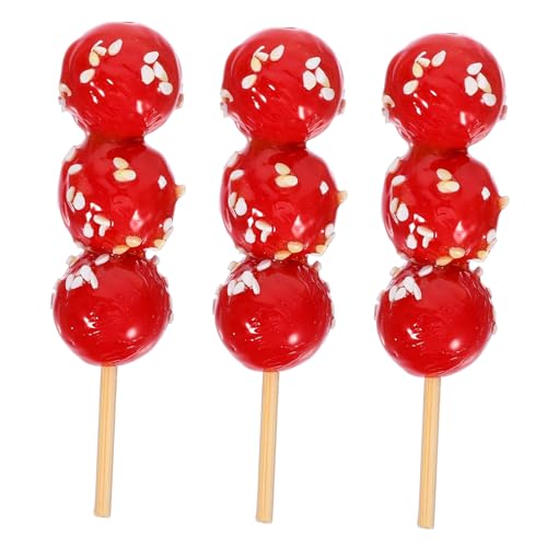 DECHOUS 3 Stück Candied Haws Modell Tiny Candied Haws Faux Candied Haws Puppenhaus Zubehör Simulierte Candied Haws Candied Haws Requisiten Foto Requisiten Küche Rollenspiel Mini Essen Rot von DECHOUS