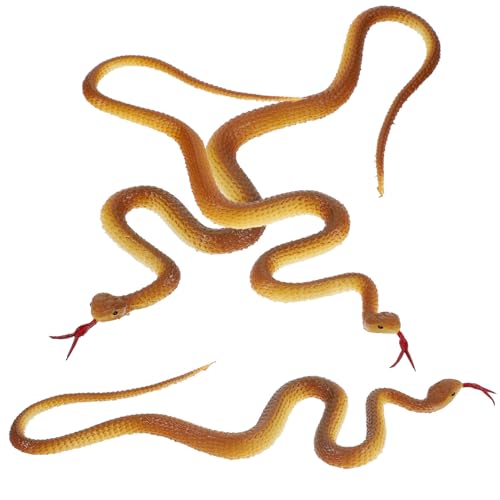 DECHOUS 3 Stück Halloween-Trickspielzeug plastikschlange Toys of Terror Gruseliges Horrorspielzeug Spielzeugschlangen realistische Schlangen-Requisite Schlange Yellow von DECHOUS