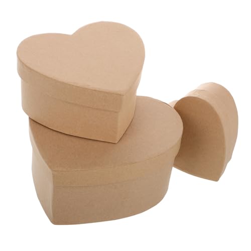 DECHOUS 3 Stück Herzförmige Pappmaché-nistkästen Zum Selbermachen, Pappschachtel, Valentinstag-keksbox, Herz-aufbewahrungsbox Für Schmuck, Schokolade, Süßigkeiten von DECHOUS