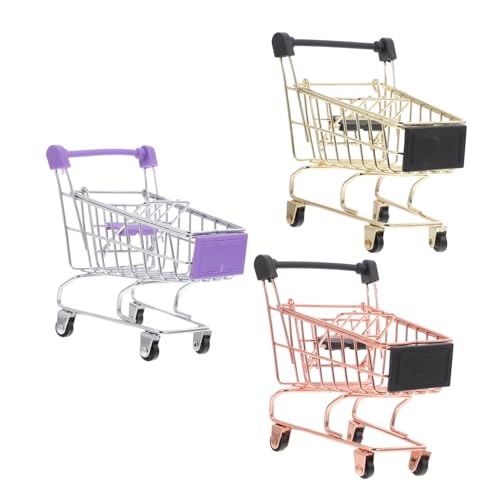 DECHOUS 3 Stück Mini Einkaufswagen Für Mini Ladenwagen Für Mini Einkaufswagen Einkaufswagen Supermarktschwämme Mini Wagen Aufbewahrungsspielzeug Mädchenspielzeug Mini von DECHOUS