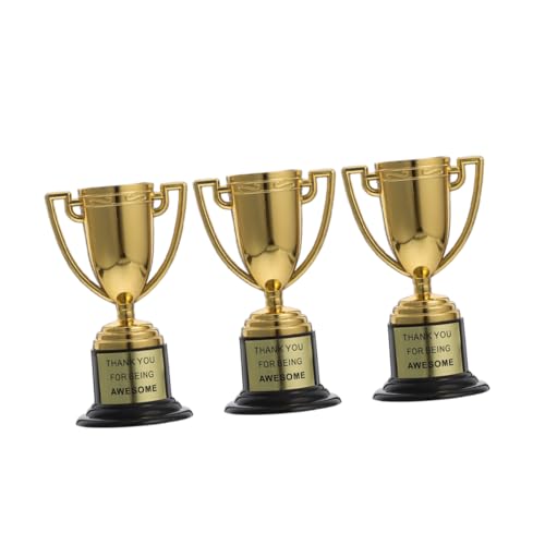 DECHOUS 3 Stück kleine Trophäe partygeschenke Daumen hoch Trophäe Mini-Taschenlampen Masse Golf-Trophäen Fußball Trophäe für kleine Pokalübergabe Plastik Golden Wiederverwendbar von DECHOUS