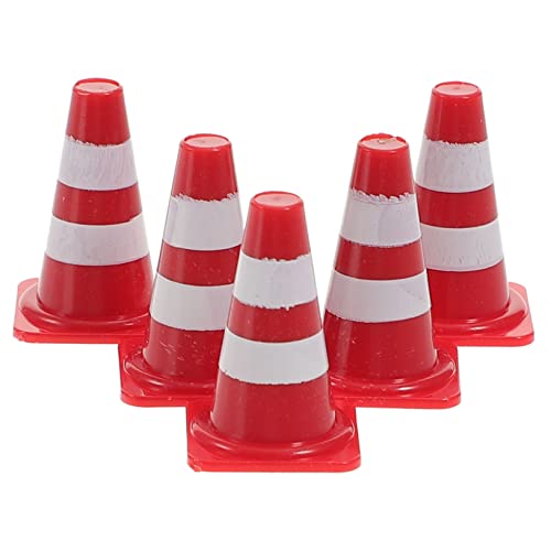 DECHOUS 30 Stück Simulationsrequisiten Für Straßensperren BAU Verkehrskegel Orange Warnkegel So Tun, Als Würden Sie Verkehrszeichen Mini- Straßensperre Zapfen Abs Rot von DECHOUS