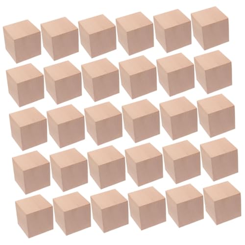 DECHOUS 30Stücke Quadratische Holzwürfel Unvollendete Holzblöcke für Pädagogisches Farberkennung und Praktischen Fähigkeiten Interaktive von DECHOUS