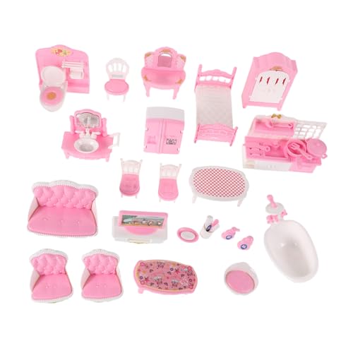 DECHOUS 32 Teiliges Set Mini Spielhaus Möbel Mini Puppenhaus Zubehör Miniatur Puppenhausfiguren Miniatur Stuhl Für Hausbau Zubehör Rollenspiel Kunststoff von DECHOUS