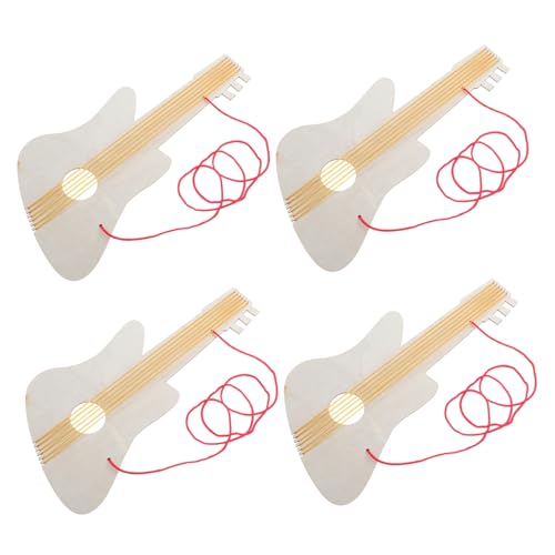 DECHOUS 4 Sätze Gitarrenmalerei Für Holzgitarre Für Gitarrenfarbe Basteln Mit Holzgitarren Gitarrenkinder Gitarrendekor Blanko-scheiben Zum Basteln Aus Holz Hölzern Beige von DECHOUS