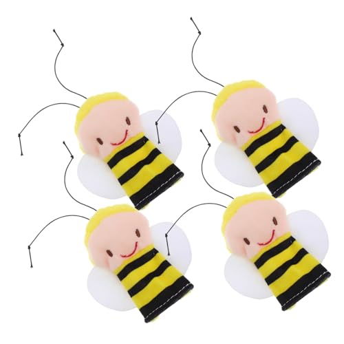 DECHOUS 4 Stück Bienen-fingerpuppenspielzeug Fingerpuppen Fingerspielzeug Tierische Handpuppe Fingerpuppen Für Kleinkinder Fingerpuppen Fingertierpuppen Plüsch von DECHOUS
