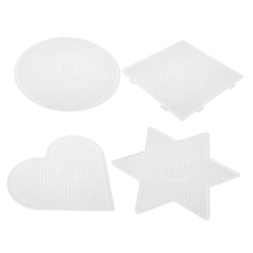 DECHOUS 4 Stück Geometrische Schablonenpuzzles Schablonenpuzzle Große Bügelperlen Stecktafel Bohnenvorlagen Schablonen Bohnen Schablonen Bohnen Puzzle Vorlagen Stecktafel von DECHOUS