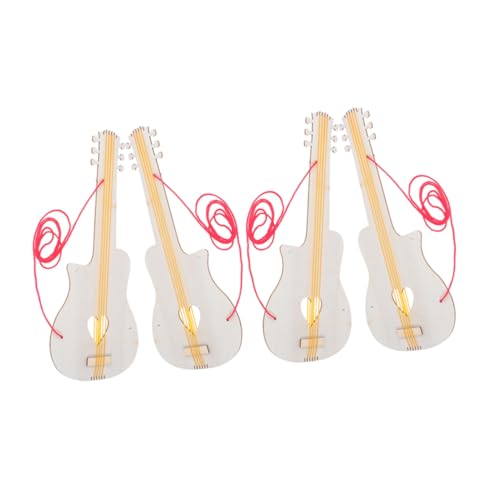 DECHOUS 4 Stück Gitarrenmodell Gitarre Gitarre kleine Gitarre musikalisches Kinderinstrumente Gitarrenspielzeug für Holzausschnitte Maltrommel hölzern von DECHOUS